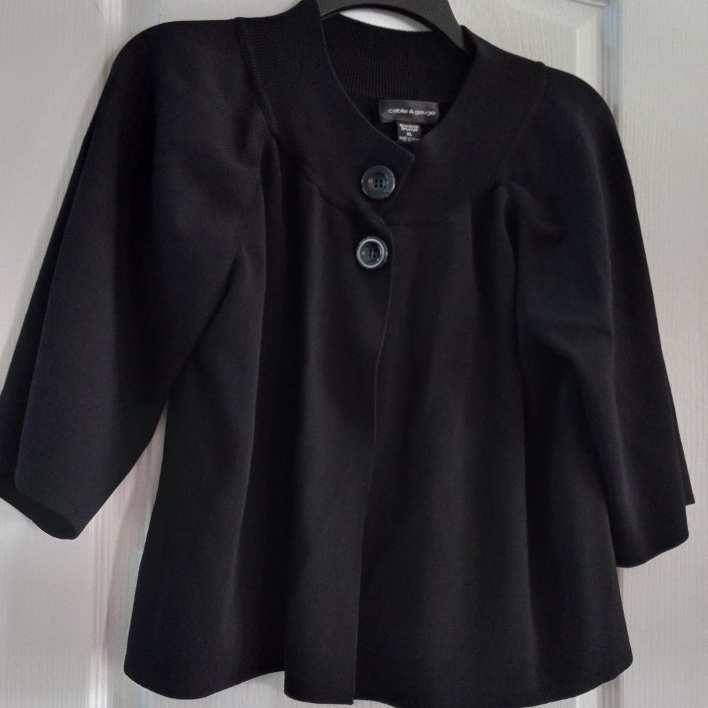 Cable & Gauge Black Crop Sweater Jacket